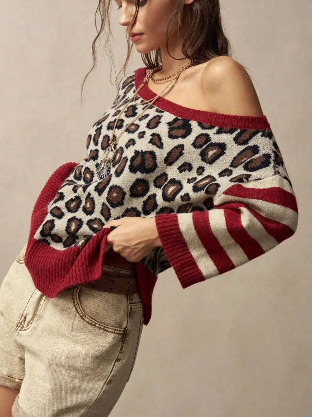 Multicolor Casual Women's Mid-Sleeve Pullover Sweater